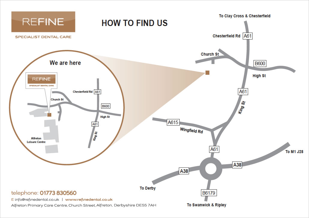map to how to get to Refine dental